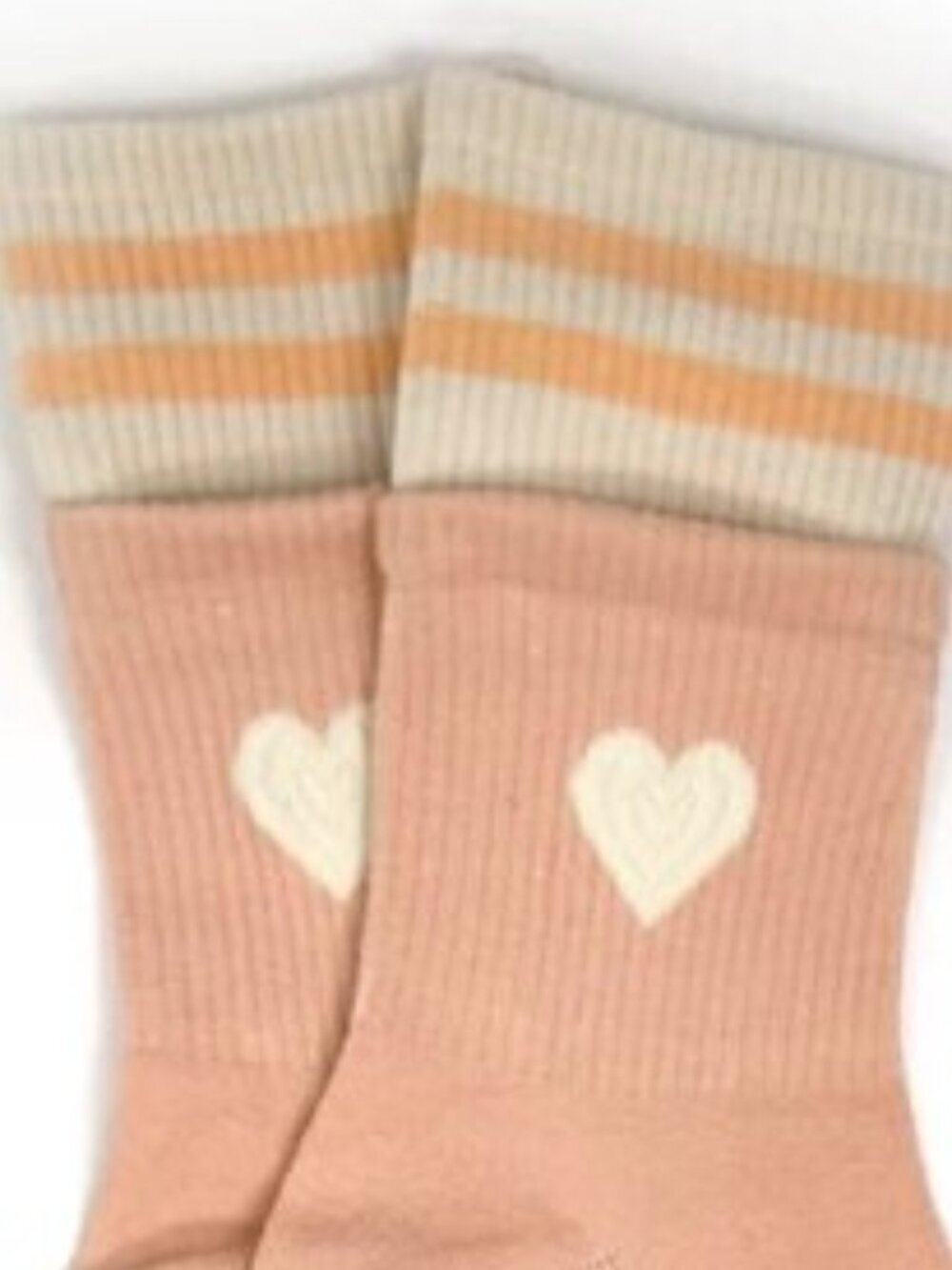 NWT Heart Cuff Sock-in-a-Sock Striped Layered Peach Socks - Picture 2 of 5